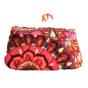 Vera Bradley pink paisley print card case /coin purse zip close & outside pocket